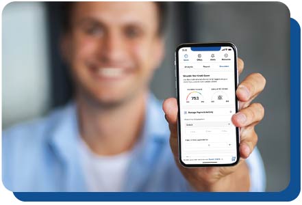 Guardian Member presenting Guardian's Credit Tool on app screen